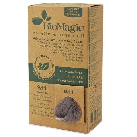FARBA DO WŁOSÓW INTENSYWNY POPIELATY BARDZO JASNY BLOND (9.11) 250 g - BIOMAGIC FARBA DO WŁOSÓW INTENSYWNY POPIELATY BARDZO JASNY BLOND (9.11) 250 g - BIOMAGIC