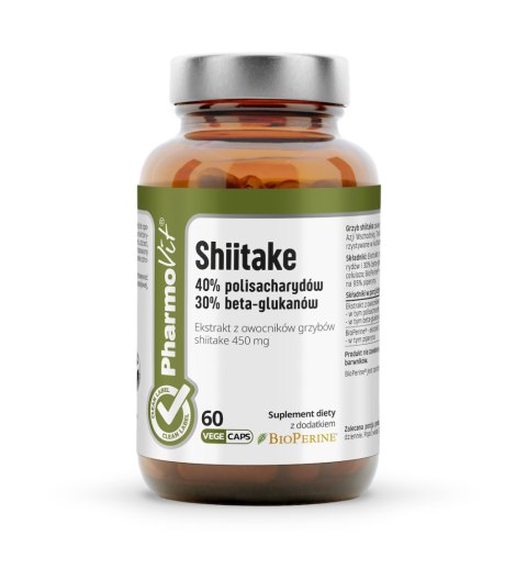 GRZYBY SHIITAKE EKSTRAKT (450 mg) BEZGLUTENOWY 60 KAPSUŁEK - PHARMOVIT (CLEAN LABEL) GRZYBY SHIITAKE EKSTRAKT (450 mg) BEZGLUTENOWY 60 KAPSUŁEK - PHARMOVIT (CLEAN LABEL)