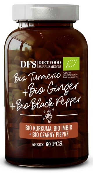 KURKUMA - IMBIR - PIPERYNA BIO 60 TABLETEK - DIET-FOOD
