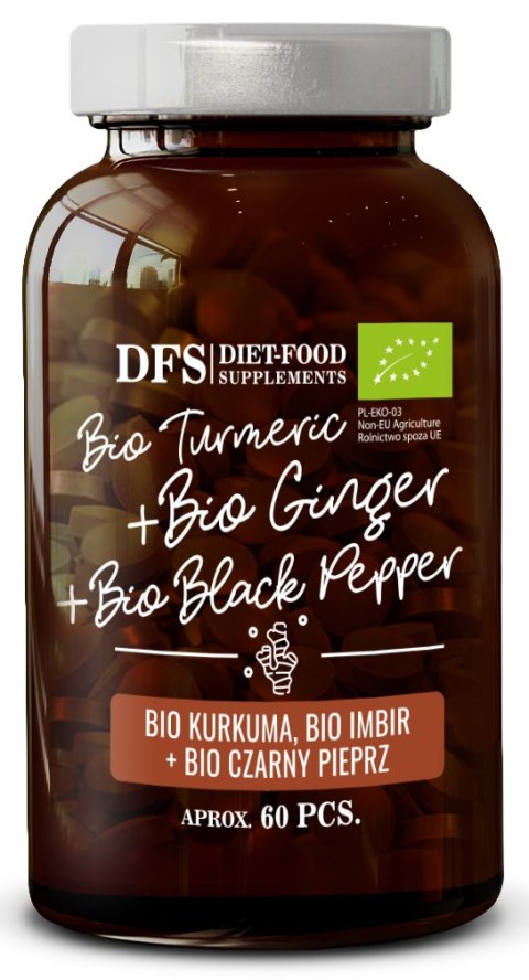KURKUMA - IMBIR - PIPERYNA BIO 60 TABLETEK - DIET-FOOD KURKUMA - IMBIR - PIPERYNA BIO 60 TABLETEK - DIET-FOOD
