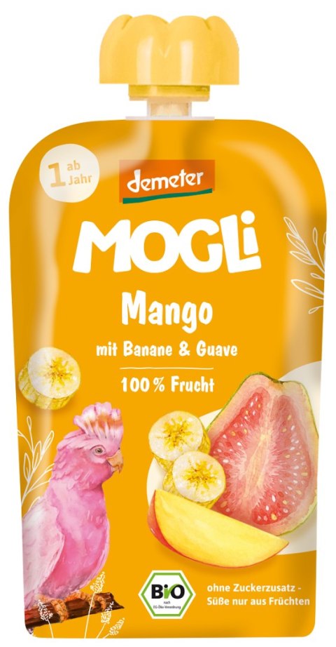MUS BANAN - GUAWA - MANGO BEZ DODATKU CUKRÓW OD 1 ROKU DEMETER BIO 100 g - MOGLI MUS BANAN - GUAWA - MANGO BEZ DODATKU CUKRÓW OD 1 ROKU DEMETER BIO 100 g - MOGLI
