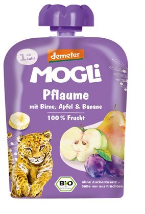 MUS ŚLIWKA - GRUSZKA - JABŁKO - BANAN BEZ DODATKU CUKRÓW OD 1 ROKU DEMETER BIO 100 g - MOGLI MUS ŚLIWKA - GRUSZKA - JABŁKO - BANAN BEZ DODATKU CUKRÓW OD 1 ROKU DEMETER BIO 100 g - MOGLI