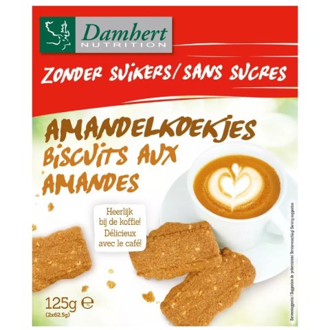 Migdałowe ciastka bez dodatku cukru Damhert, 125g Migdałowe ciastka bez dodatku cukru Damhert, 125g