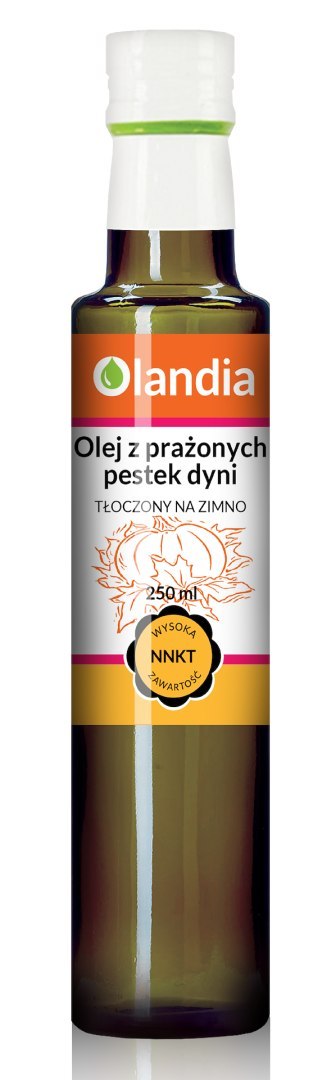 OLEJ Z PRAŻONYCH PESTEK DYNI TŁOCZONY NA ZIMNO 250 ml - OLANDIA OLEJ Z PRAŻONYCH PESTEK DYNI TŁOCZONY NA ZIMNO 250 ml - OLANDIA