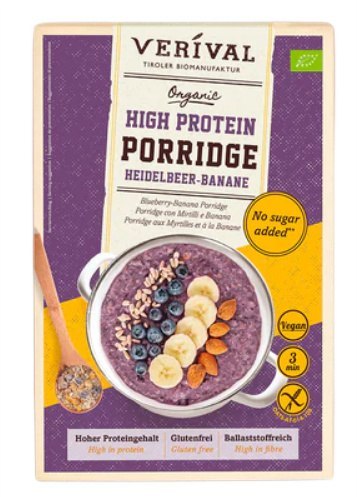 OWSIANKA PROTEINOWA Z BORÓWKĄ I BANANEM BEZ DODATKU CUKRÓW BEZGLUTENOWA BIO 350 g - VERIVAL OWSIANKA PROTEINOWA Z BORÓWKĄ I BANANEM BEZ DODATKU CUKRÓW BEZGLUTENOWA BIO 350 g - VERIVAL