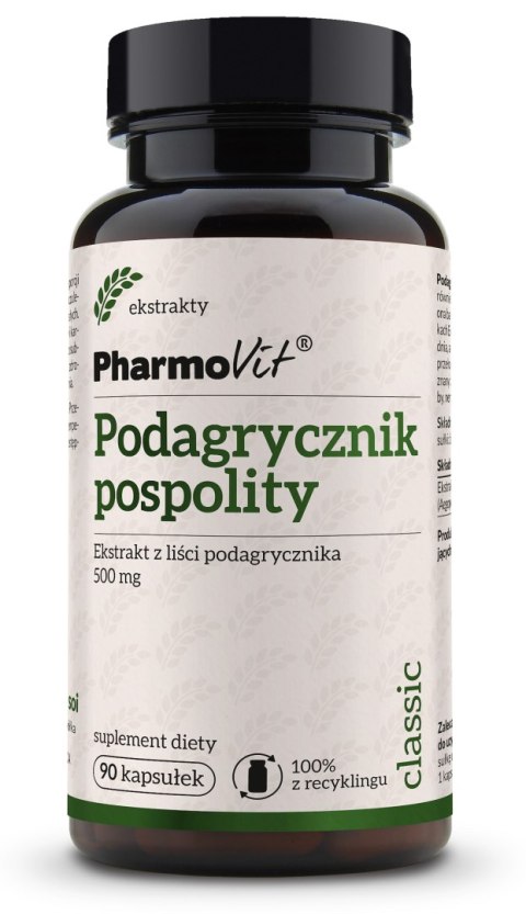PODAGRYCZNIK POSPOLITY EKSTRAKT (450 mg) BEZGLUTENOWY 90 KAPSUŁEK - PHARMOVIT (CLASSIC) PODAGRYCZNIK POSPOLITY EKSTRAKT (450 mg) BEZGLUTENOWY 90 KAPSUŁEK - PHARMOVIT (CLASSIC)