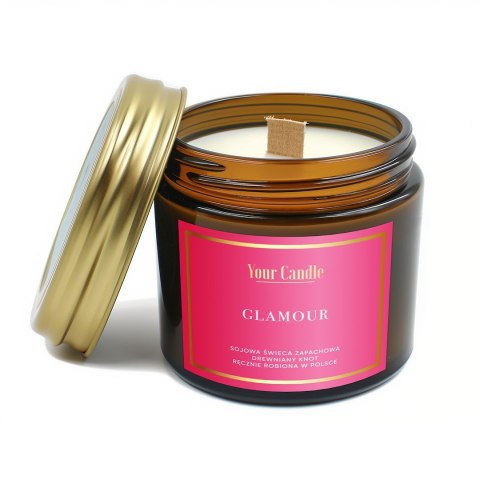 ŚWIECA SOJOWA ZAPACHOWA Z DREWNIANYM KNOTEM GLAMOUR 120 ml - YOUR CANDLE ŚWIECA SOJOWA ZAPACHOWA Z DREWNIANYM KNOTEM GLAMOUR 120 ml - YOUR CANDLE