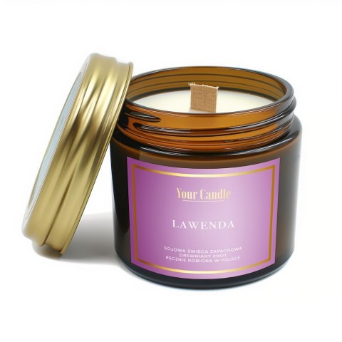 ŚWIECA SOJOWA ZAPACHOWA Z DREWNIANYM KNOTEM LAWENDA 120 ml - YOUR CANDLE ŚWIECA SOJOWA ZAPACHOWA Z DREWNIANYM KNOTEM LAWENDA 120 ml - YOUR CANDLE
